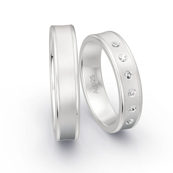 Trauringe Silber 925 mit 0.09 ct. Brillanten GR25875