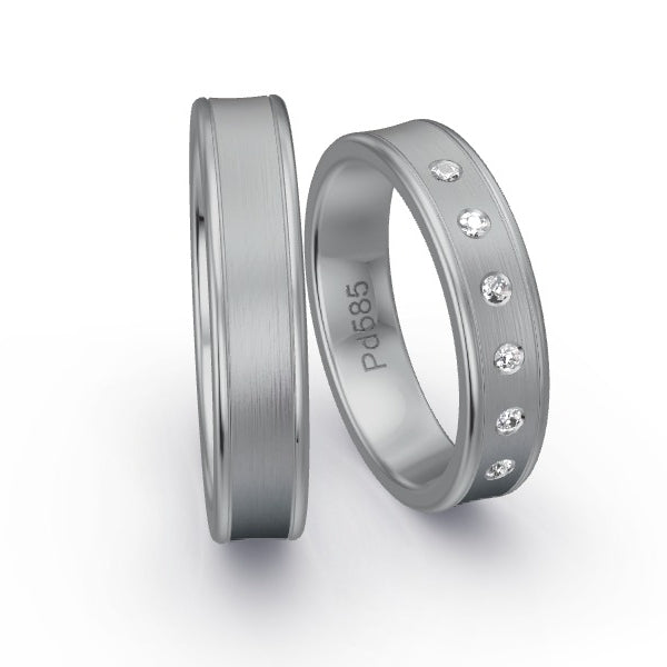 Trauringe Palladium 585 mit 0.09 ct. Brillanten GR25877
