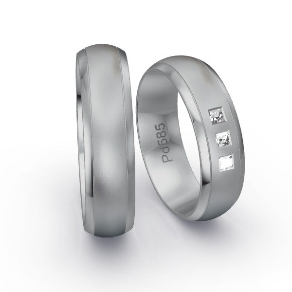 Trauringe Palladium 585 mit Prinzessen GR25892