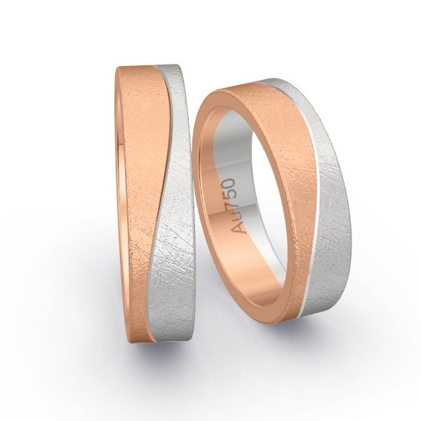 Trauringe Rotgold 750 / Weissgold 750 mit 0.115 ct. Brillanten GR25904