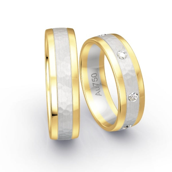 Trauringe Gelbgold 750 / Weissgold 750 mit 0.21 ct. Brillanten GR25917