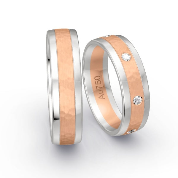 Trauringe Weissgold 750 / Rotgold 750 mit 0.21 ct. Brillanten GR25918