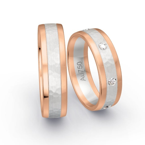 Trauringe Rotgold 750 / Weissgold 750 mit 0.21 ct. Brillanten GR25919