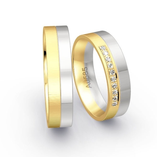 Trauringe Gelbgold 585 / Weissgold 585 mit 0.1 ct. Brillanten GR25928