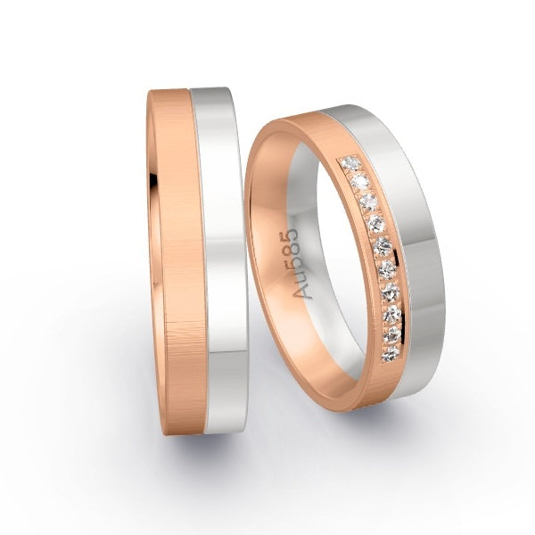 Trauringe Rotgold 585 / Weissgold 585 mit 0.1 ct. Brillanten GR25930