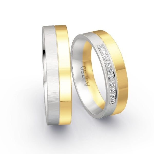 Trauringe Weissgold 750 / Gelbgold 750 mit 0.1 ct. Brillanten GR25931