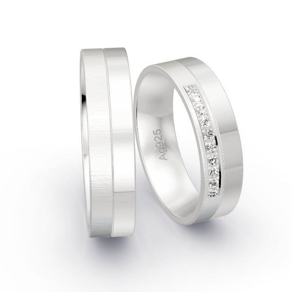 Trauringe Silber 925 mit 0.1 ct. Brillanten GR25935