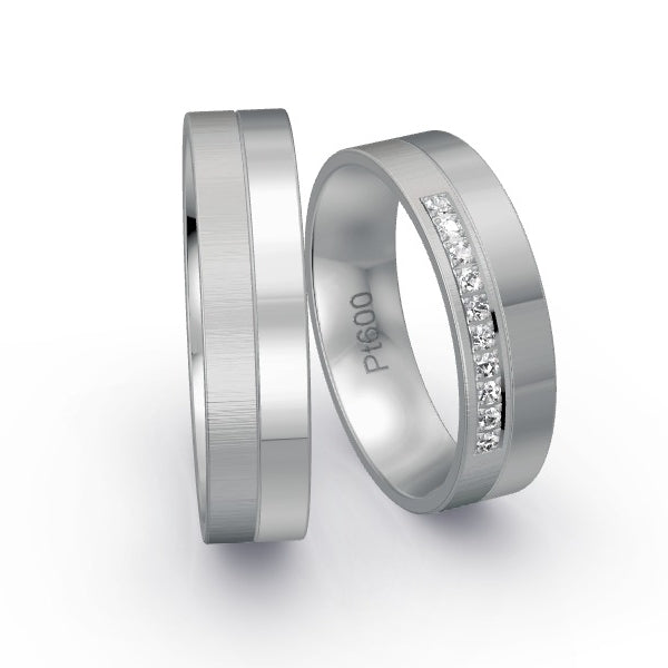 Trauringe Platin 600 mit 0.1 ct. Brillanten GR25936