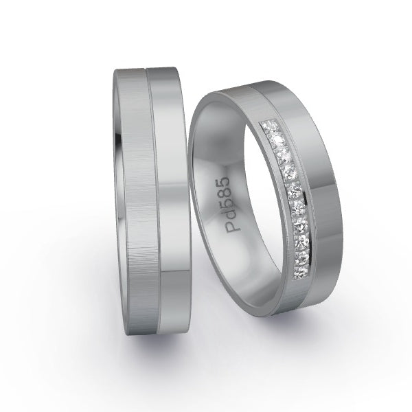 Trauringe Palladium 585 mit 0.1 ct. Brillanten GR25937