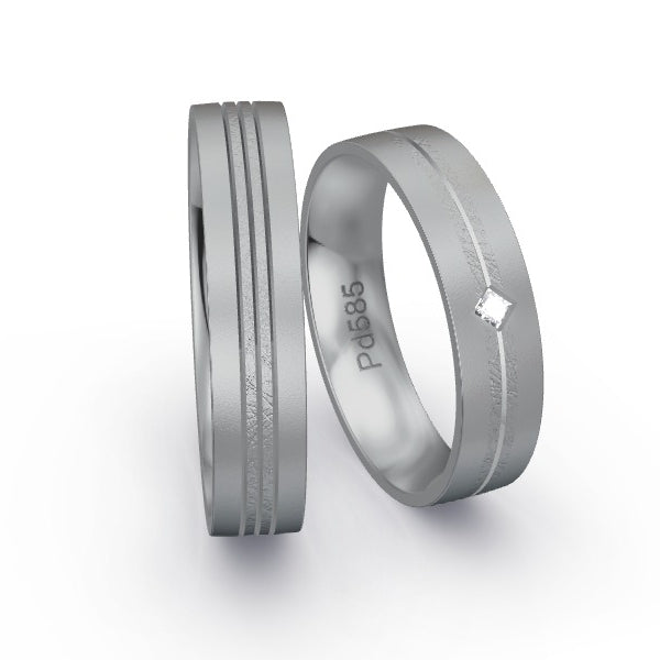 Trauringe Palladium 585 mit Prinzessen GR25968