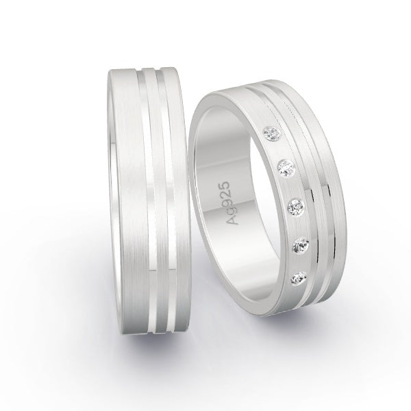 Trauringe Silber 925 mit 0.05 ct. Brillanten GR25981