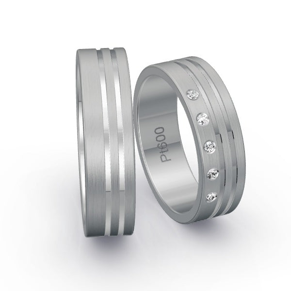 Trauringe Platin 600 mit 0.05 ct. Brillanten GR25982