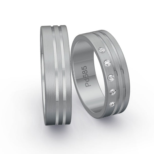 Trauringe Palladium 585 mit 0.05 ct. Brillanten GR25983