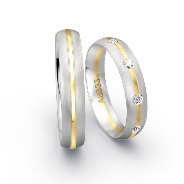 Trauringe Weissgold 333 / Gelbgold 333 mit 0.27 ct. Brillanten GR25984
