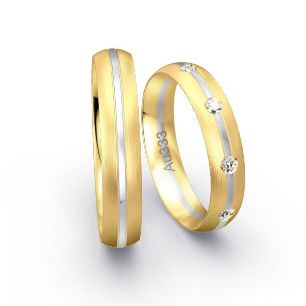 Trauringe Gelbgold 333 / Weissgold 333 mit 0.27 ct. Brillanten GR25985
