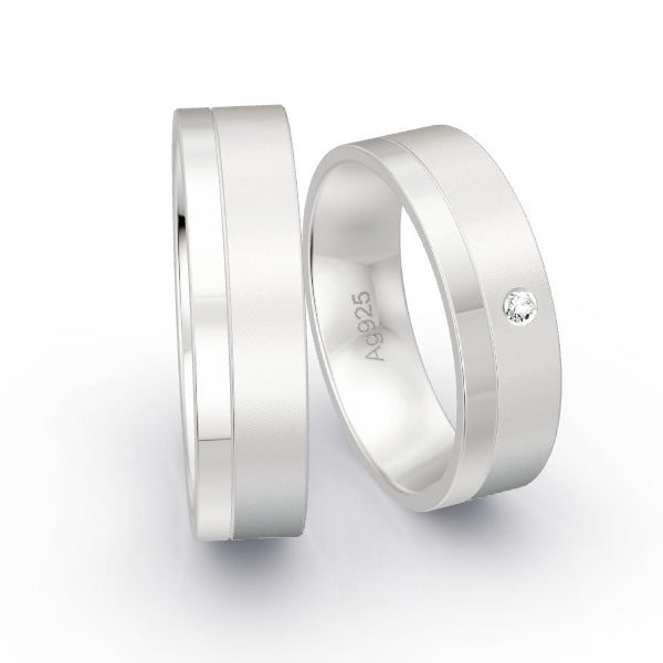 Trauringe Silber 925 mit 0.02 ct. Brillanten GR26011