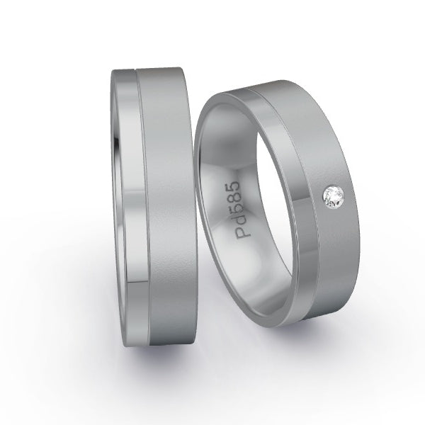 Trauringe Palladium 585 mit 0.02 ct. Brillanten GR26013