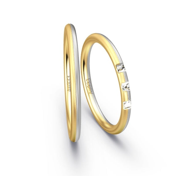 Trauringe Gelbgold 333 / Weissgold 333 mit Prinzessen GR26015
