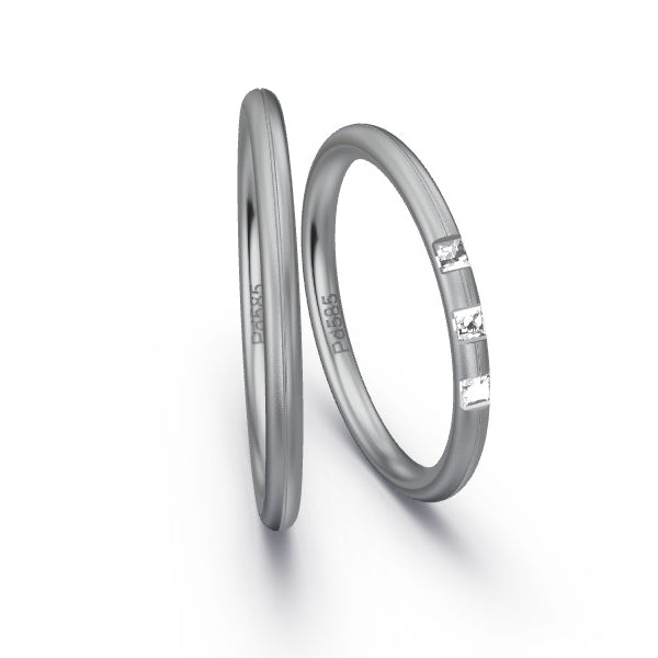 Trauringe Palladium 585 mit Prinzessen GR26028