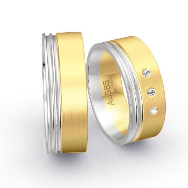 Trauringe Weissgold 585 / Gelbgold 585 mit 0.045 ct. Brillanten GR26033