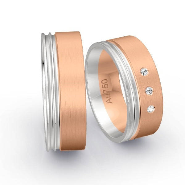 Trauringe Weissgold 750 / Rotgold 750 mit 0.045 ct. Brillanten GR26039