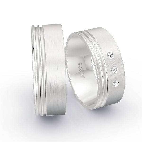 Trauringe Silber 925 mit 0.045 ct. Brillanten GR26041