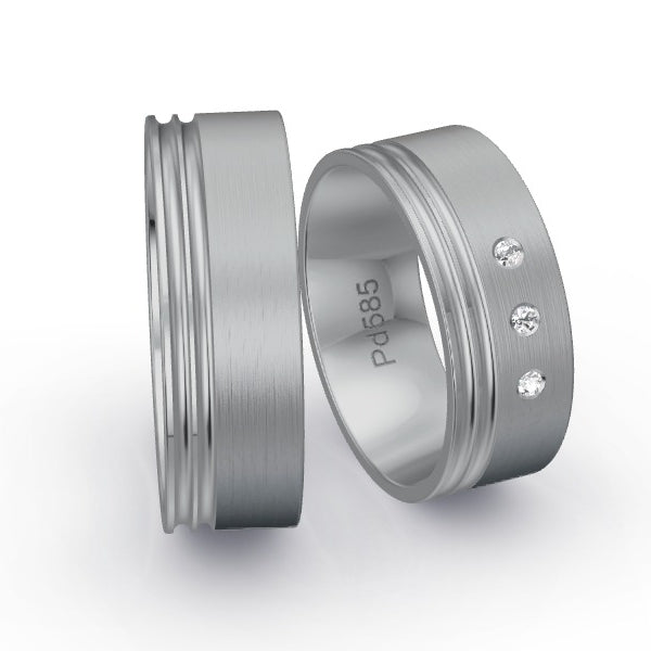 Trauringe Palladium 585 mit 0.045 ct. Brillanten GR26043
