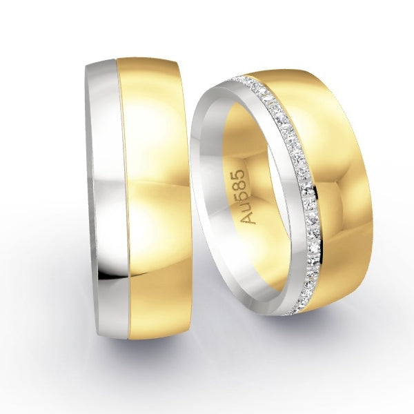 Trauringe Weissgold 585 / Gelbgold 585 mit 0.255 ct. Brillanten GR26063