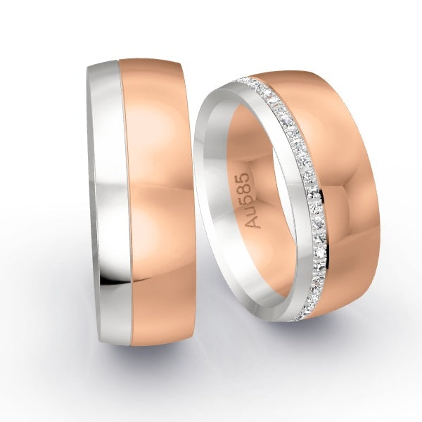 Trauringe Weissgold 585 / Rotgold 585 mit 0.255 ct. Brillanten GR26065