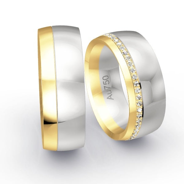 Trauringe Gelbgold 750 / Weissgold 750 mit 0.255 ct. Brillanten GR26068