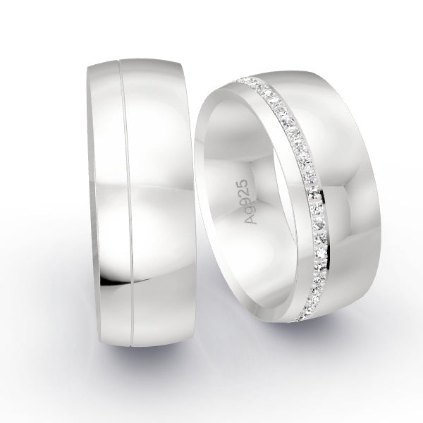Trauringe Silber 925 mit 0.255 ct. Brillanten GR26071