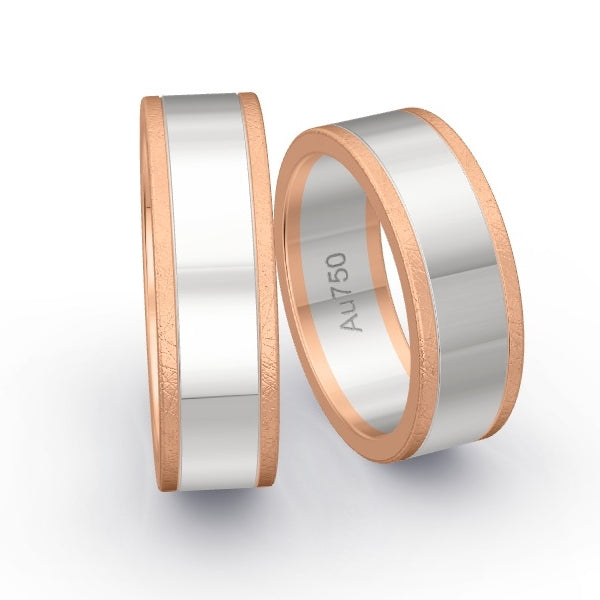 Trauringe Rotgold 750 / Weissgold 750 mit 0.235 ct. Brillanten GR26085
