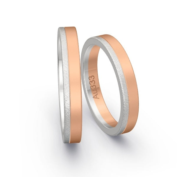 Trauringe Weissgold 333 / Rotgold 333 mit 0.235 ct. Brillanten GR26091