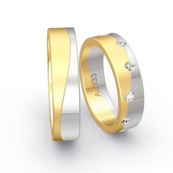 Trauringe Gelbgold 333 / Weissgold 333 mit 0.18 ct. Brillanten GR25693