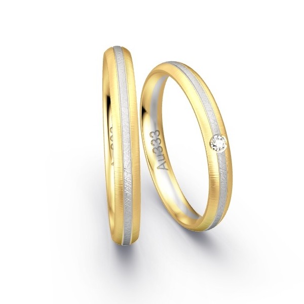 Trauringe Gelbgold 333 / Weissgold 333 mit 0.03 ct. Brillanten GR25229