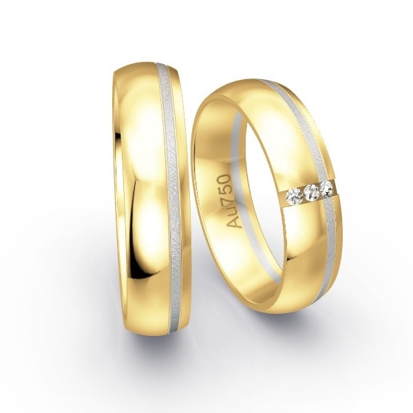 Trauringe Gelbgold 750 / Weissgold 750 mit 0.045 ct. Brillanten GR24691