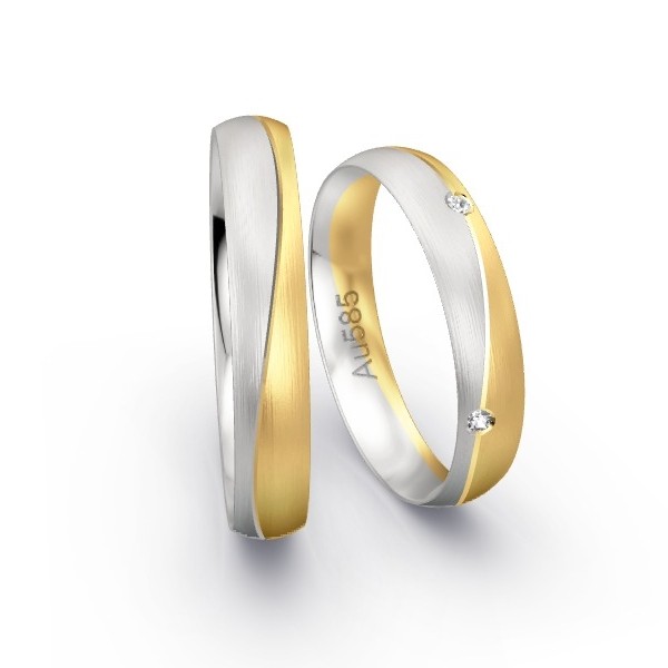 Trauringe Weissgold 585 / Gelbgold 585 mit 0.05 ct. Brillanten GR25190