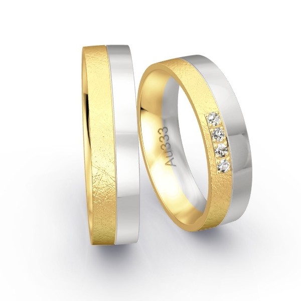 Trauringe Gelbgold 333 / Weissgold 333 mit 0.08 ct. Brillanten GR24894