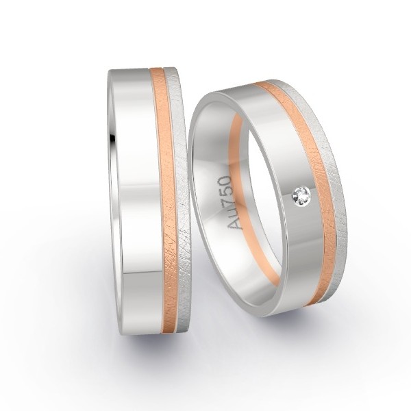 Trauringe Weissgold 750 / Rotgold 750 mit 0.015 ct. Brillanten GR25285