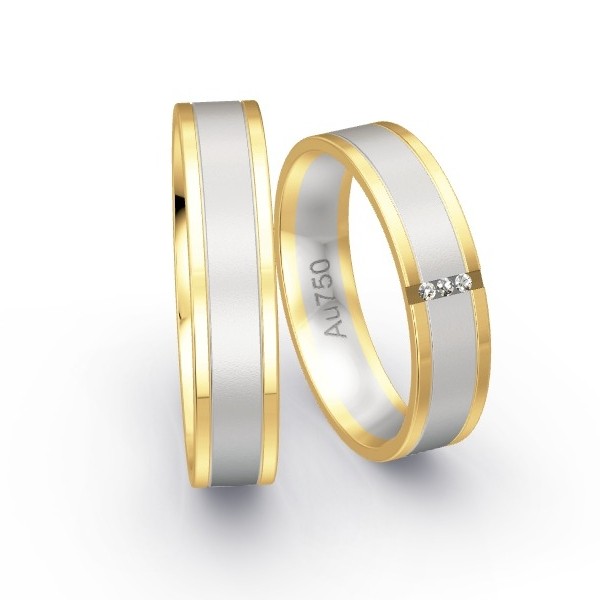 Trauringe Gelbgold 750 / Weissgold 750 mit 0.015 ct. Brillanten GR24480