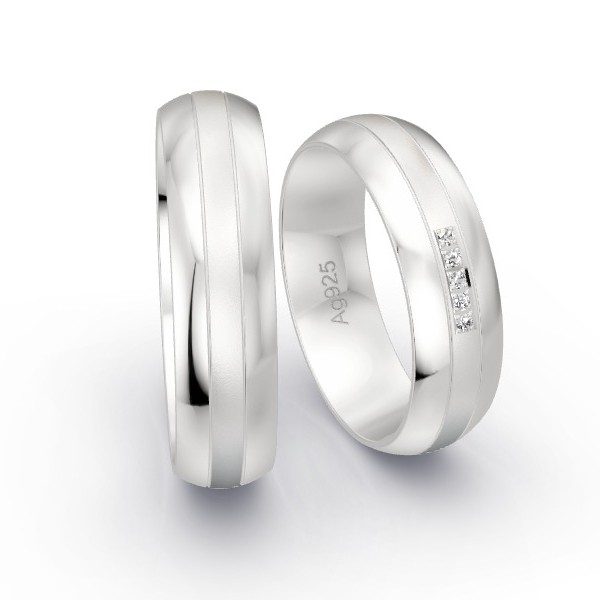 Trauringe Silber 925 mit 0.025 ct. Brillanten GR25767